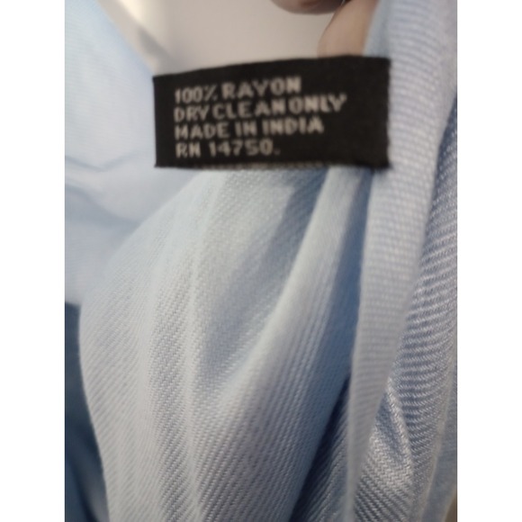 Cashmina by Berkshire R Light Blue Rayon Scarf 20x76 Fringed Wrap - Picture 4 of 4